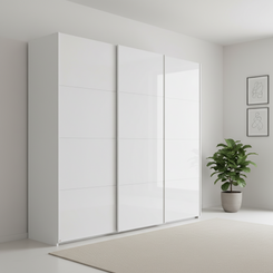 Rauch Forms 3 Door Sliding White Glass Wardrobe