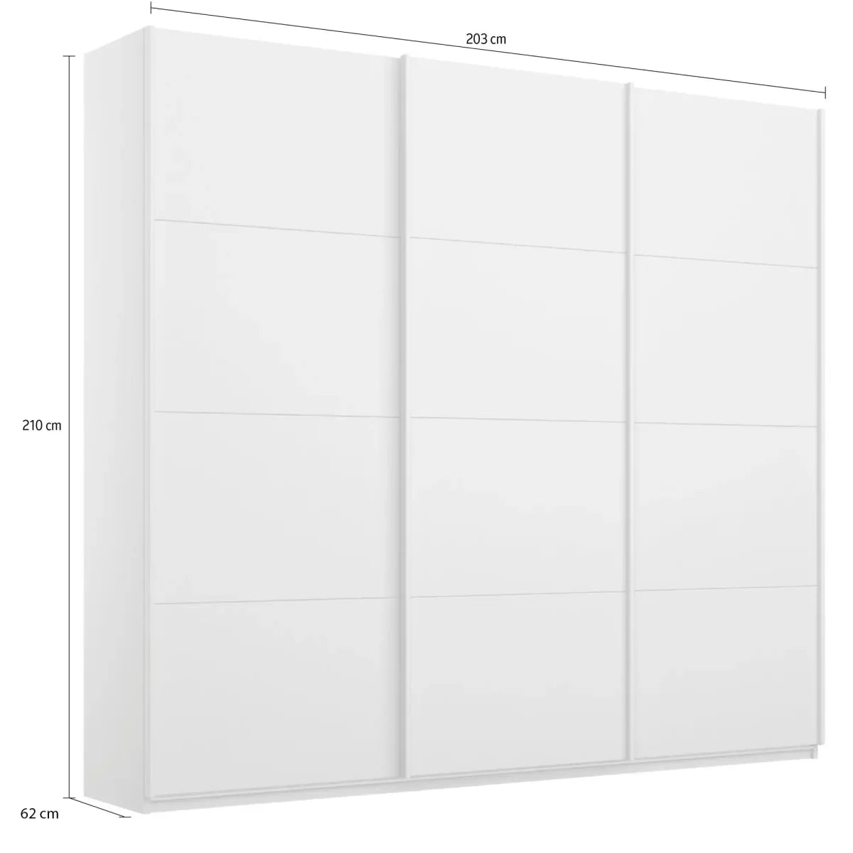 Rauch Forms 3 Door Sliding White Glass Wardrobe - Dimensions