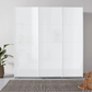 Rauch Formes White Glass Front 3 Door Sliding Wardrobe - Styled in a Bedroom