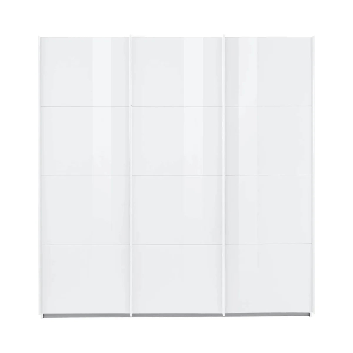 Rauch Formes 203cm wide White Glass Front 3 Door Sliding Wardrobe - Front view