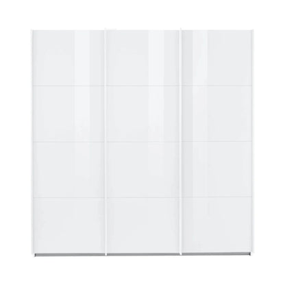 Rauch Formes 203cm wide White Glass Front 3 Door Sliding Wardrobe - Front view
