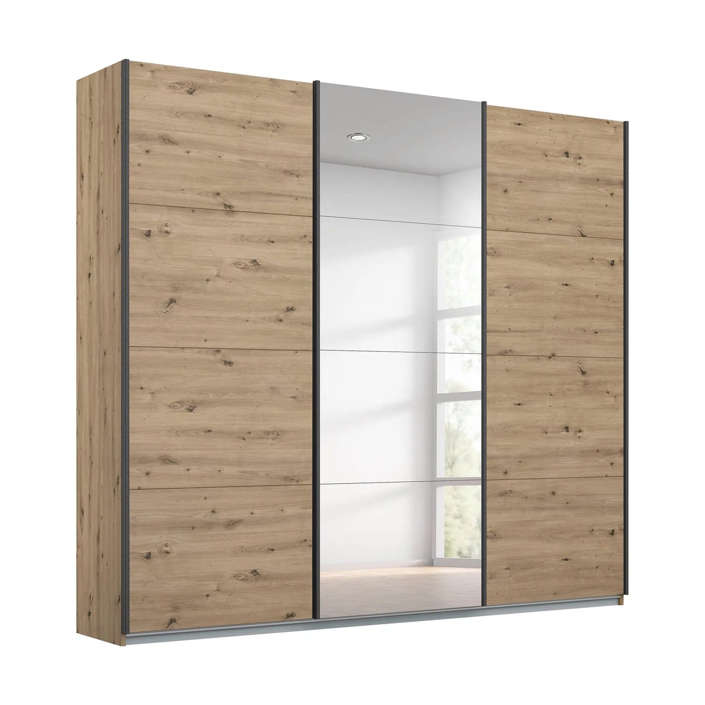 Rauch Forms Artisan Oak & Mirror 3 Door Sliding Wardrobe