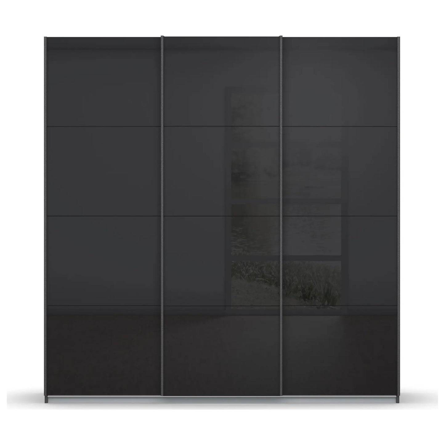 Rauch Forms Black Sliding Door Wardrobe with Shelves - Front view