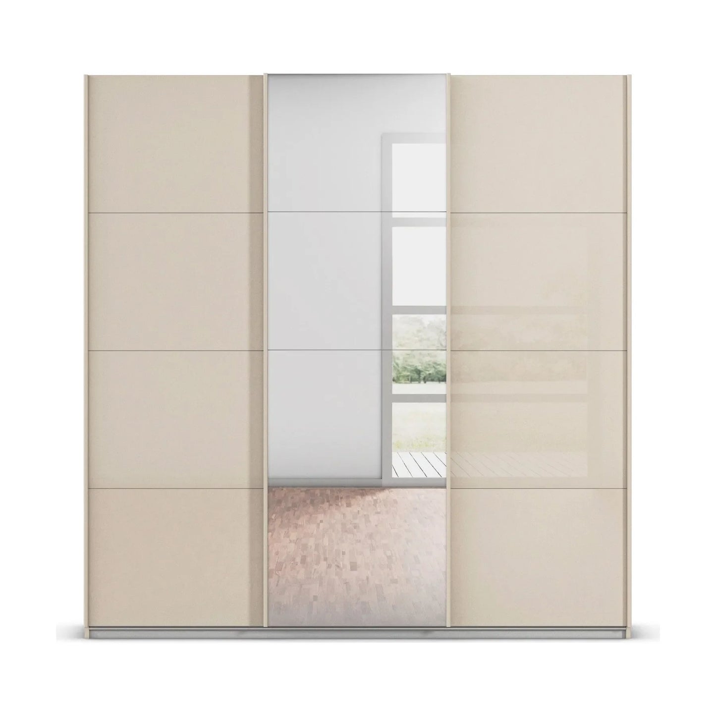 Rauch Forms Champagne Glass 3 Door Sliding Wardrobe with Mirror - Front view