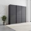 German-made Rauch Forms 3 door sliding wardrobe in matt metallic grey décor, a dark near-black finish. 203cm or 271cm wide. Free delivery.

