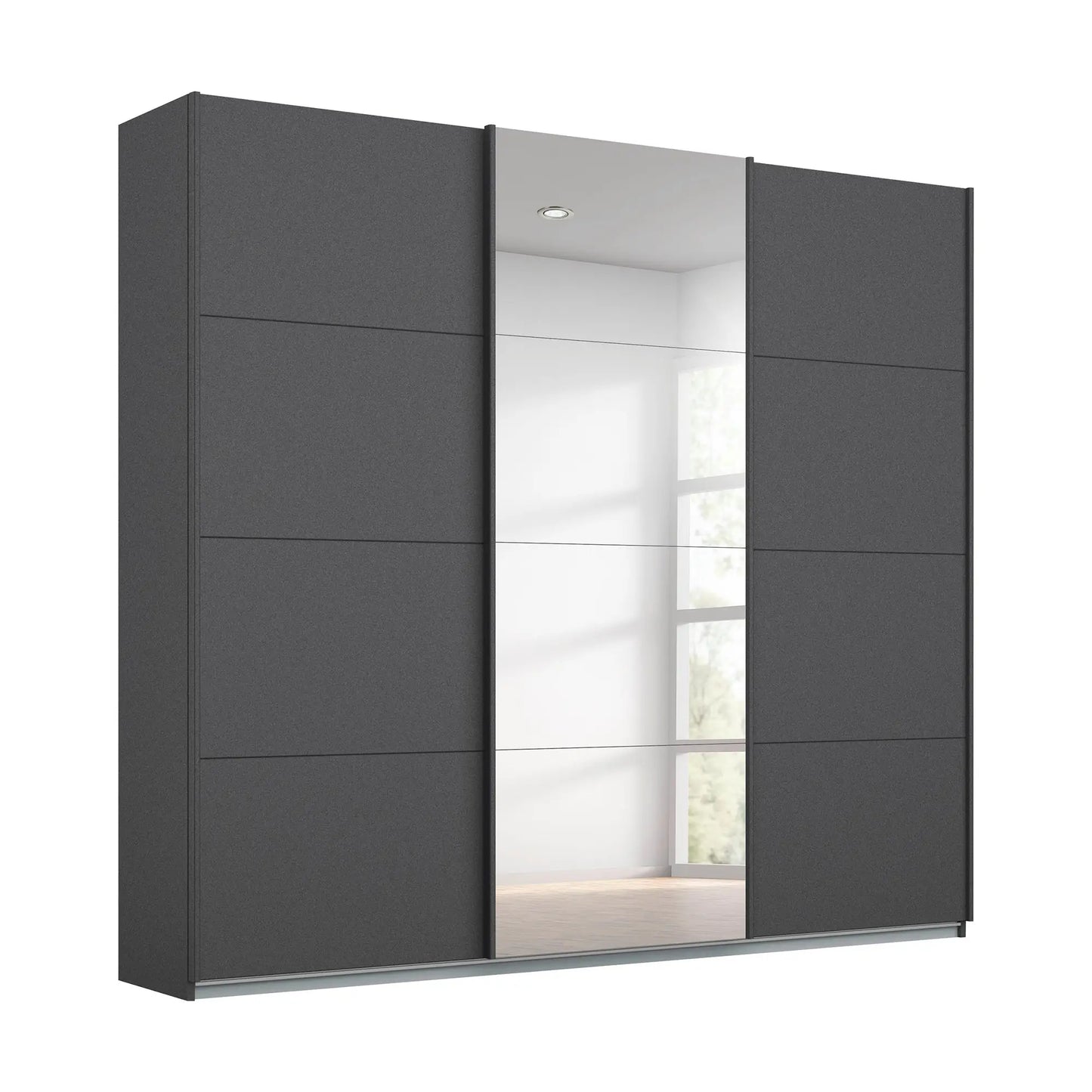 Rauch Forms Metallic Grey & Mirror 3 Door Sliding Wardrobe