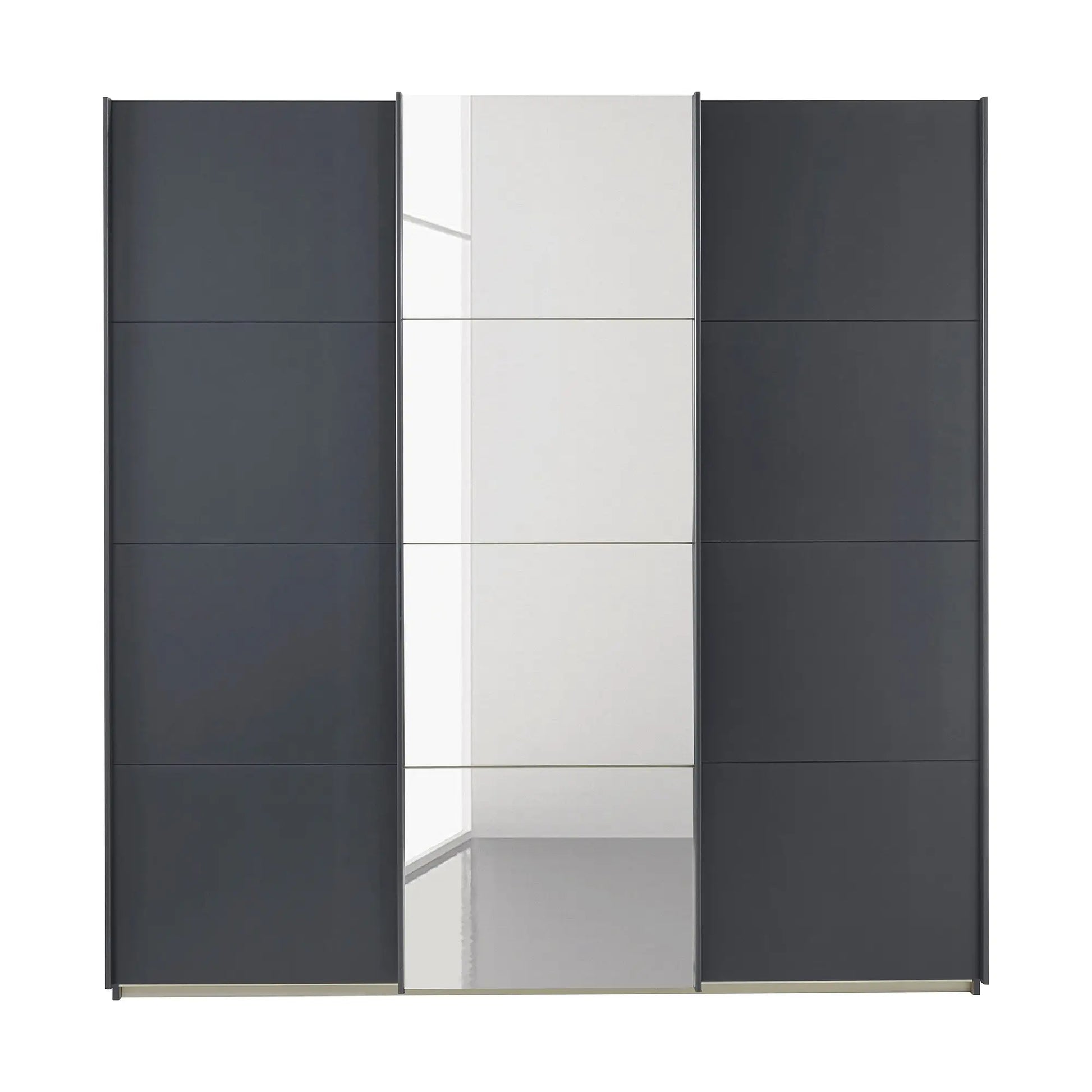 Rauch Forms Metallic Grey & Mirror 3 Door Sliding Wardrobe - Front view