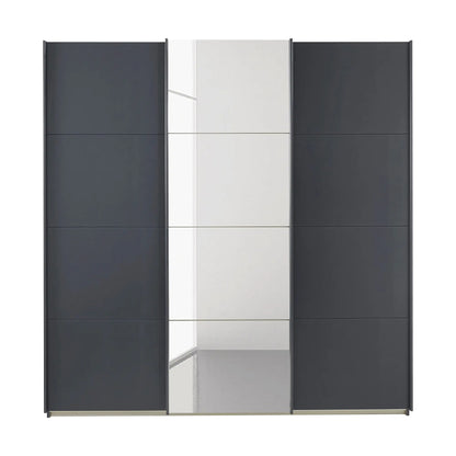 Rauch Forms Metallic Grey & Mirror 3 Door Sliding Wardrobe - Front view