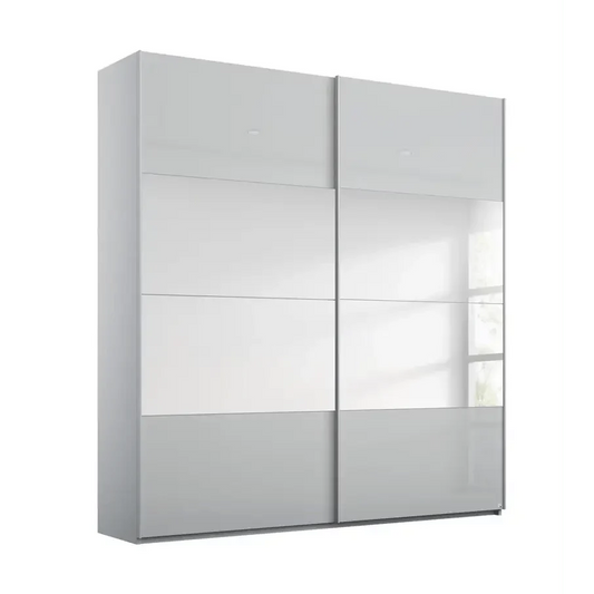 Rauch Forms Silk Grey Glass 2 Door Sliding Wardrobe with Mirror 