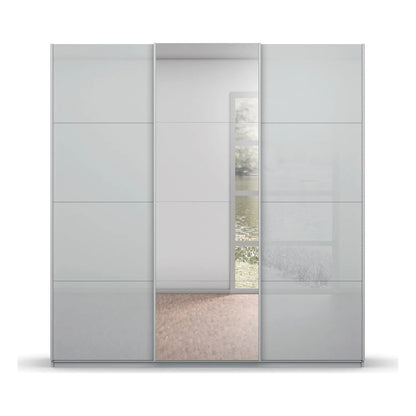 Rauch Forms Silk Grey Glass 3 Door Sliding Wardrobe with Mirror - Front view