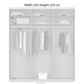 Rauch Forms Silk Grey Glass 3 Door Sliding Wardrobe with Mirror - Interior view with Dimensions