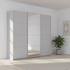 German-made Rauch Forms 3 door sliding wardrobe in matt silk grey with a mirrored centre door. 203cm or 271cm wide. Free delivery, 10-year guarantee.
