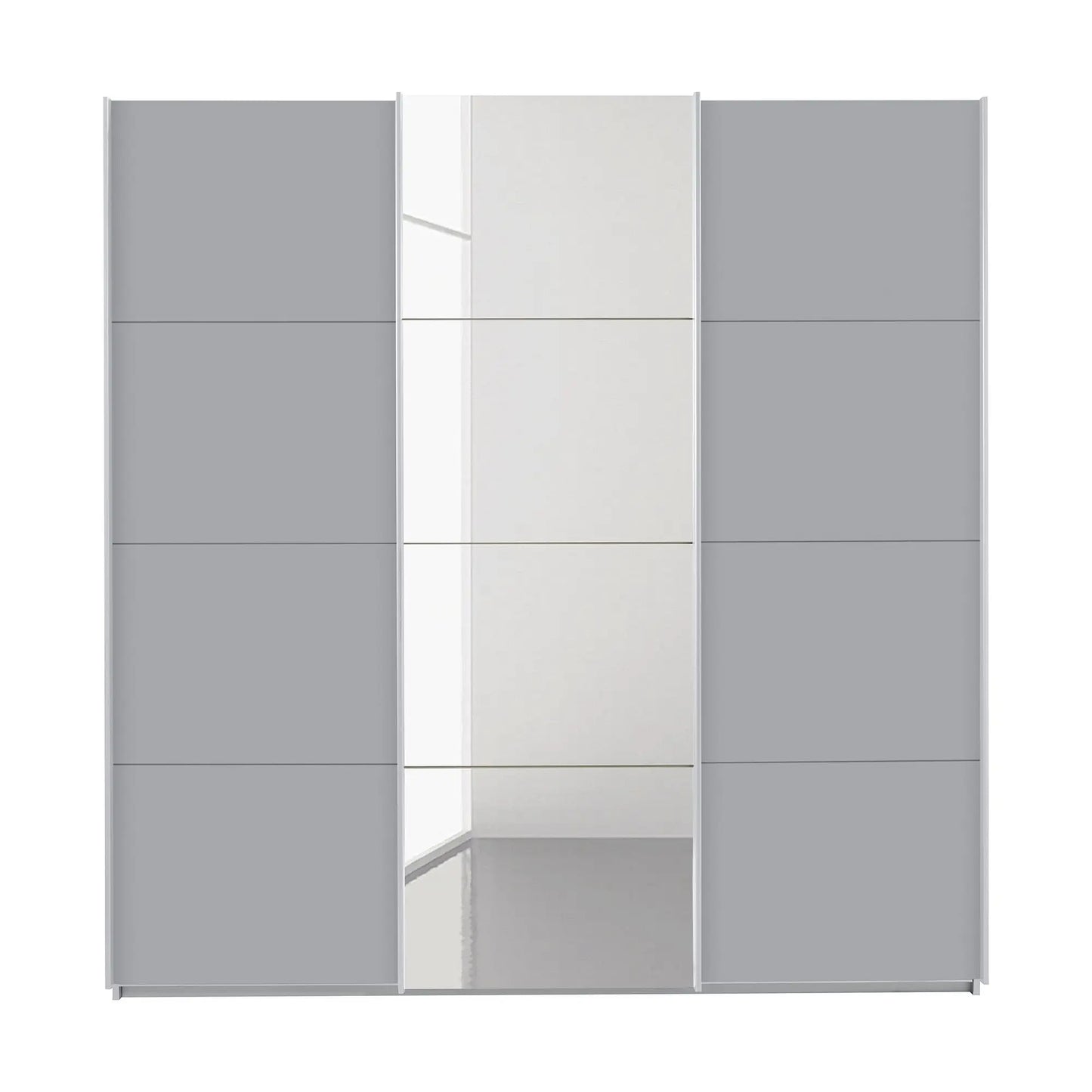 Rauch Forms Silk Grey & Mirror 3 Door Sliding Wardrobe - Front view