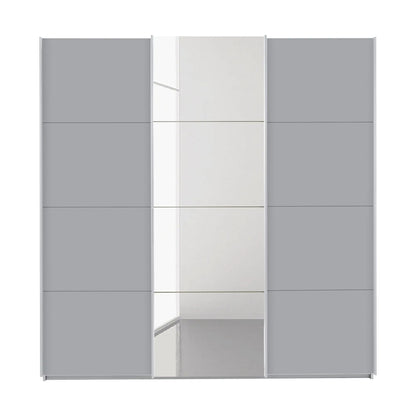 Rauch Forms Silk Grey & Mirror 3 Door Sliding Wardrobe - Front view