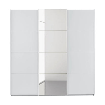 Rauch Forms White Decor 3 Door Sliding Wardrobe with Mirror - Front view