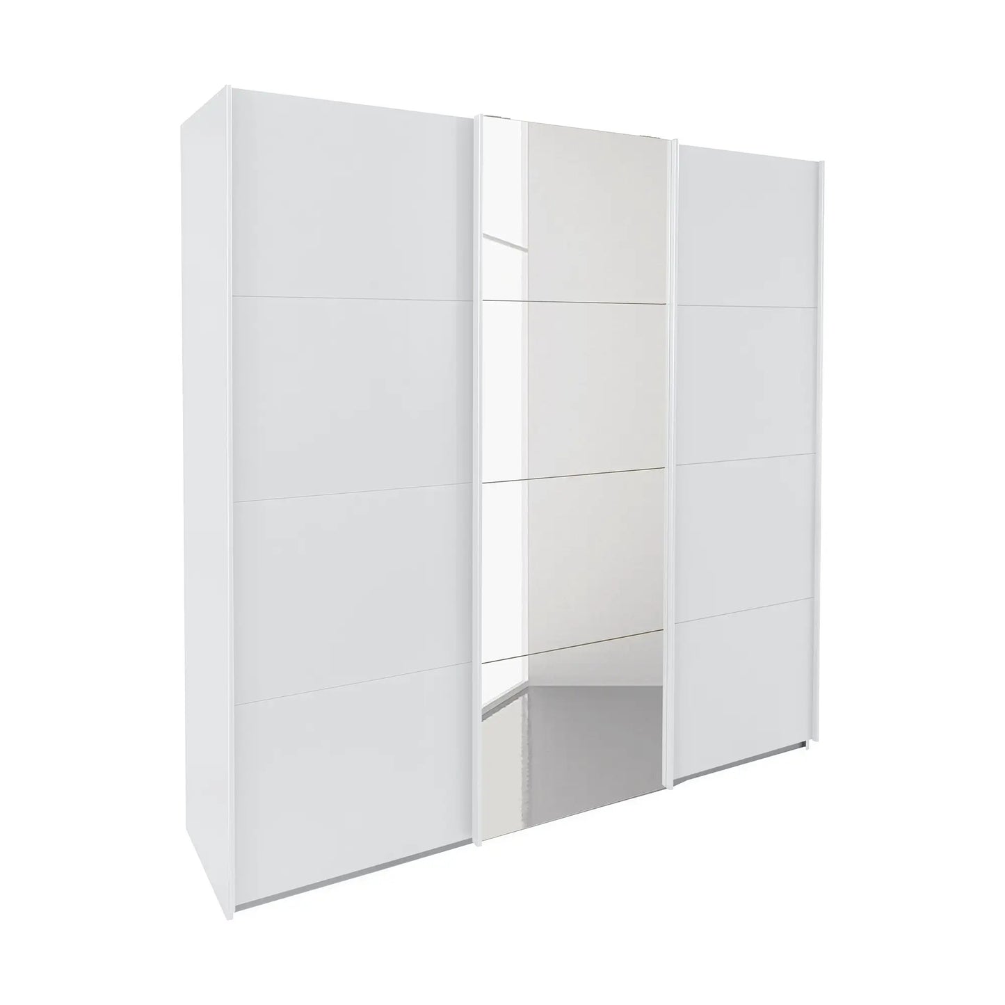 Rauch Forms White Decor 3 Door Sliding Wardrobe with Mirror - Side Angle view