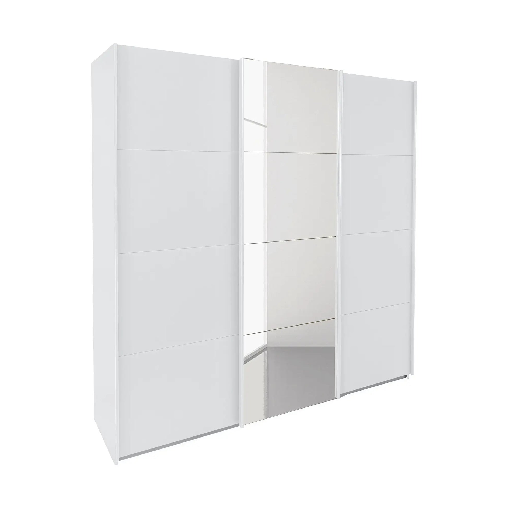 Rauch Forms White Decor 3 Door Sliding Wardrobe with Mirror - Side Angle view
