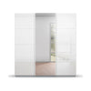 Rauch Forms White Glass 3 Door Sliding Wardrobe with Mirror - Front view