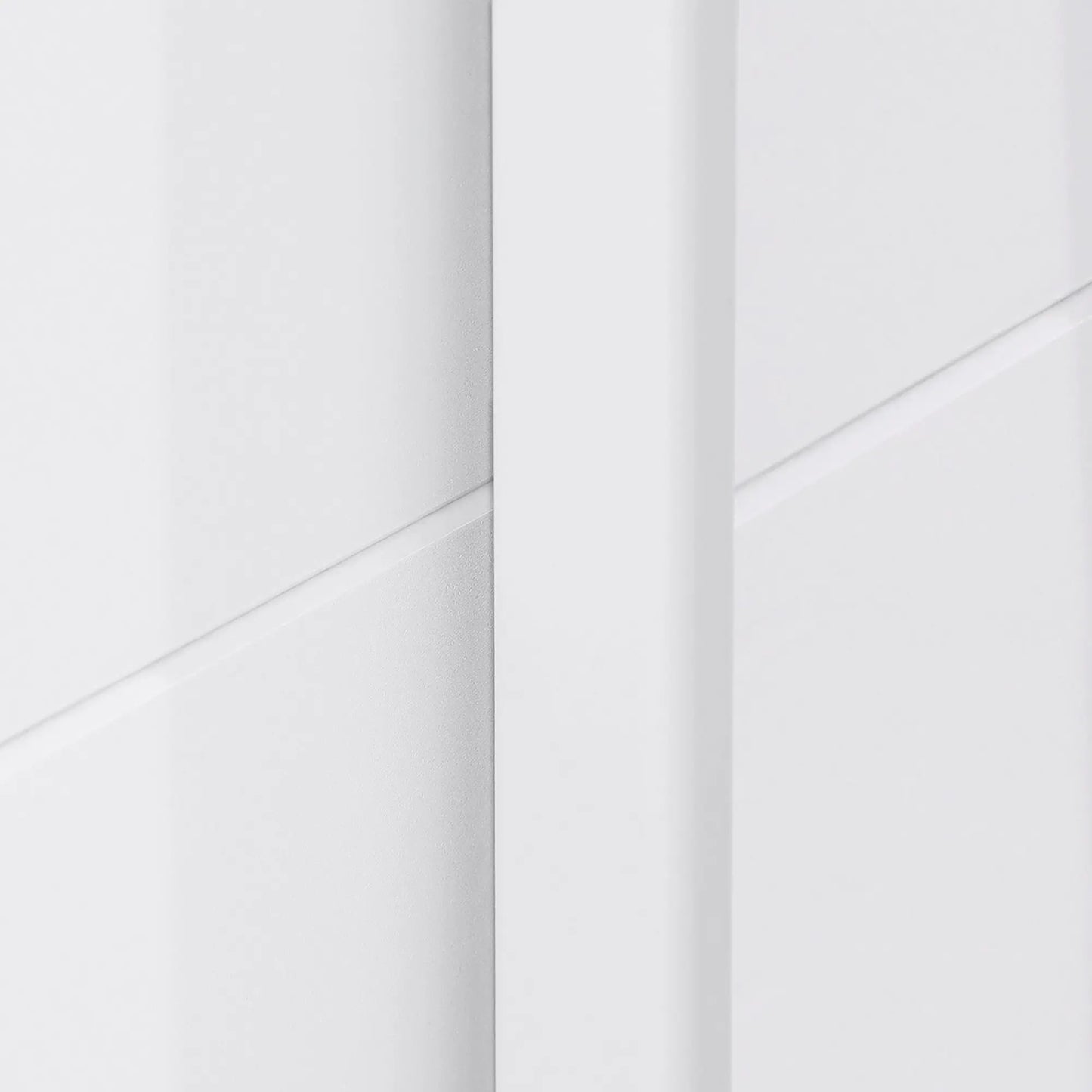 Rauch Forms White Glass 3 Door Sliding Wardrobe with Mirror - Closeup view