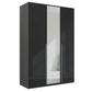 Rauch Frans 151cm Black Glass 3 door wardrobe with Mirror, Premium Interior and Long Door handles