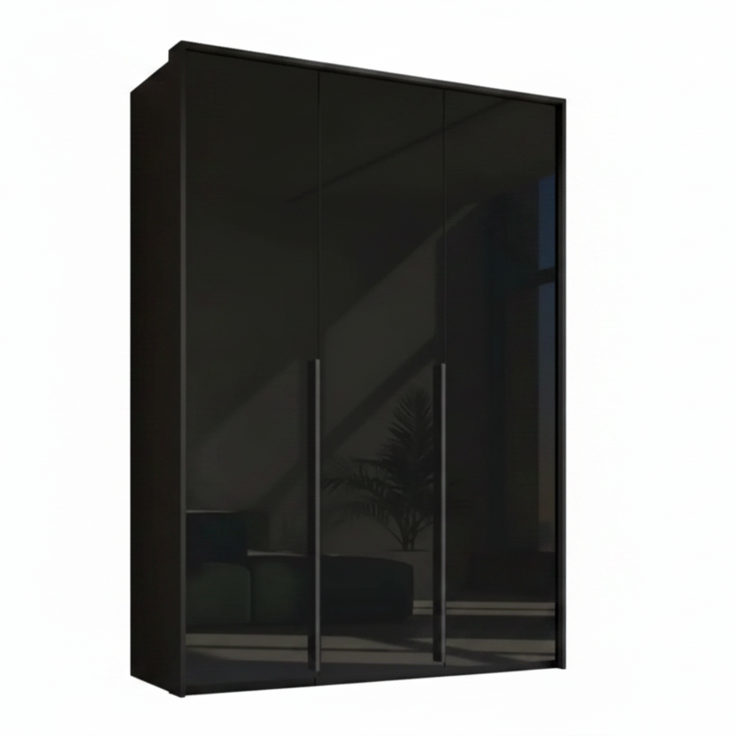 Rauch Frans 151cm Basalt Glass 3 door wardrobe with Premium Interior, Passepartout Frame and Long Door handles
