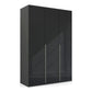 Rauch Frans 151cm 3 Door Wardrobe in Graphite Carcase and Basalt Glass front