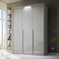 Rauch Frans 151cm 3 Door Wardrobe in Silk Grey Glass - Passepartout Frame with Lights