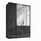 Rauch Frans 151cm Graphite Glass 3 door wardrobe with 4 exterior drawers, Mirror and Passepartout Light Frame