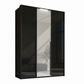 Rauch Frans 151cm Black Glass 3 door wardrobe with Mirror, Premium Interior,  Passepartout Light Frame and Long Door handles