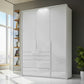 Shop the Rauch Frans 151cm White Glass 3 door wardrobe with 4 exterior drawers and Passepartout Frame with Lights