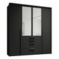 Rauch Purisma Frans 200cm Matt Graphite4 Door Wardrobe with Drawers, Mirror and Passepartout Frame