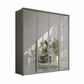 Rauch Frans 201cm Silk Grey Glass 4 door wardrobe with Mirror, premium interior, long Door Handles and Passepartout Frame