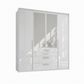 Rauch Frans 201cm Glass 4 Door Hinged Wardrobe with Exterior Drawers