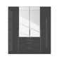Rauch Frans 201cm Glass 4 Door Hinged Wardrobe with Exterior Drawers