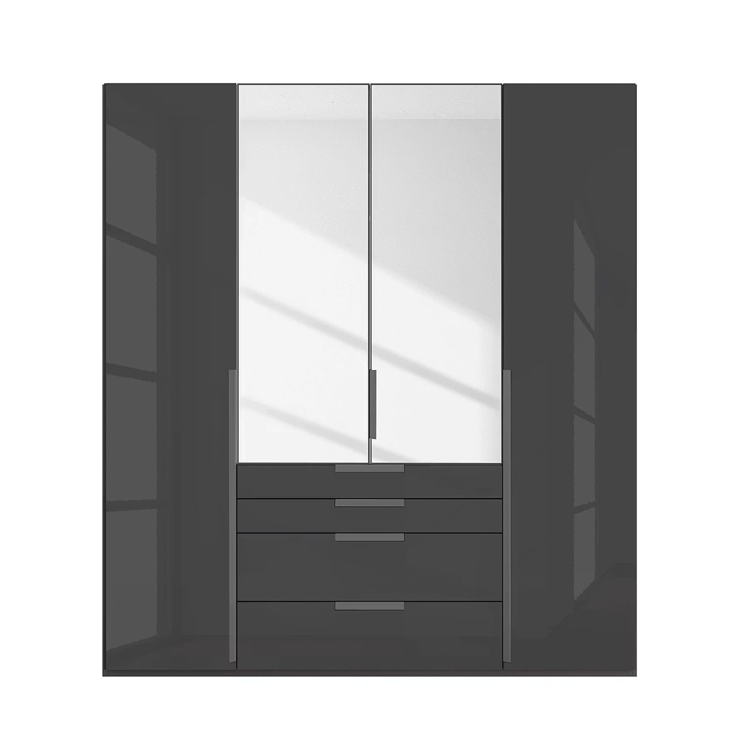 Rauch Frans 201cm Glass 4 Door Hinged Wardrobe with Exterior Drawers