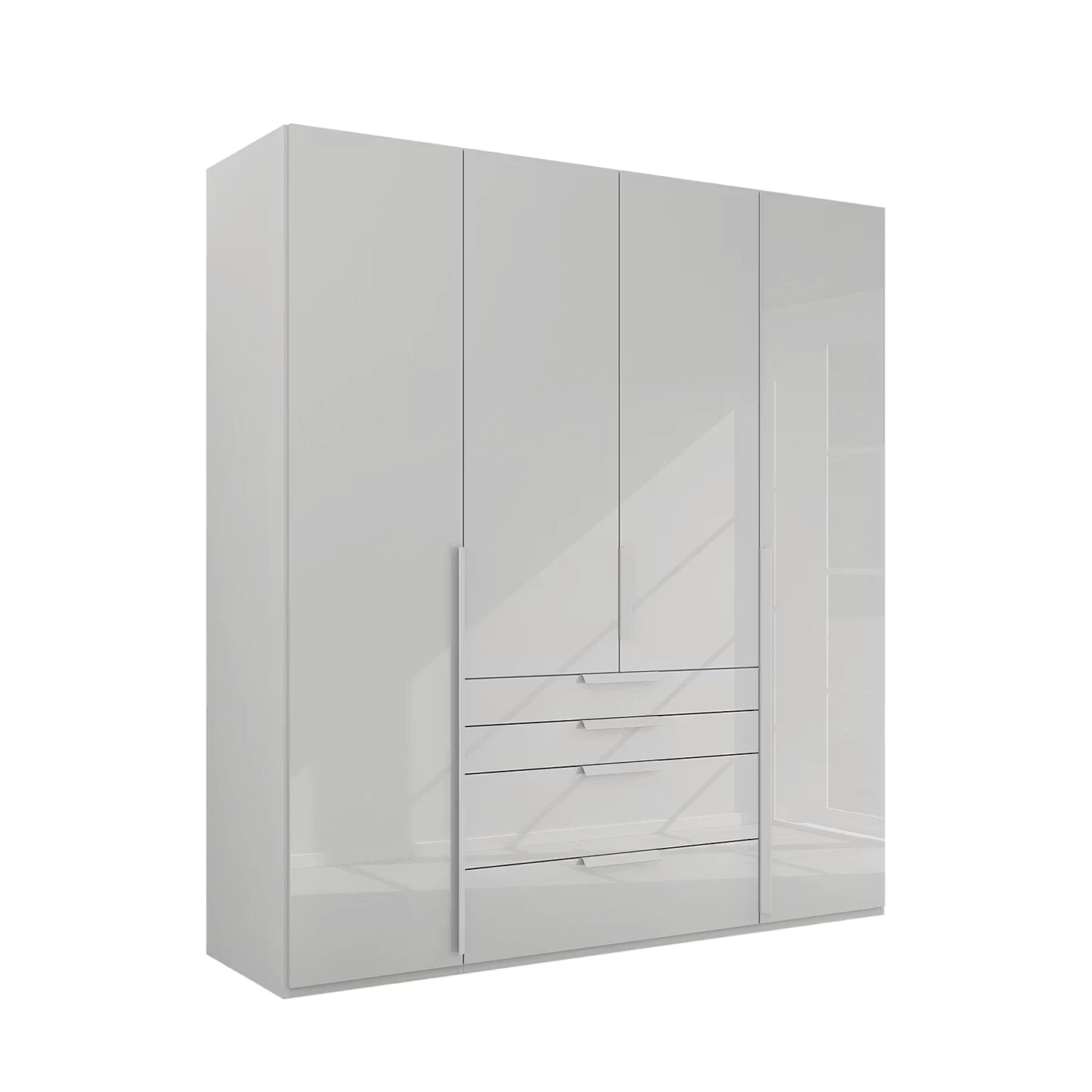 Rauch Frans 201cm Glass 4 Door Hinged Wardrobe with Exterior Drawers