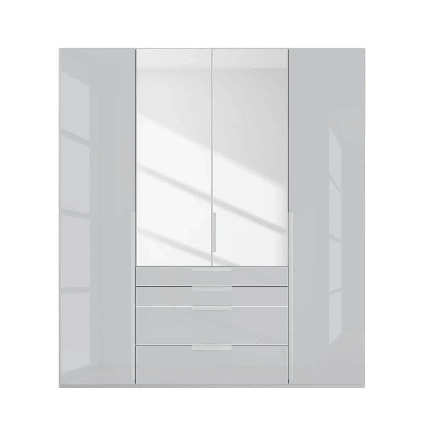 Rauch Frans 201cm Glass 4 Door Hinged Wardrobe with Exterior Drawers