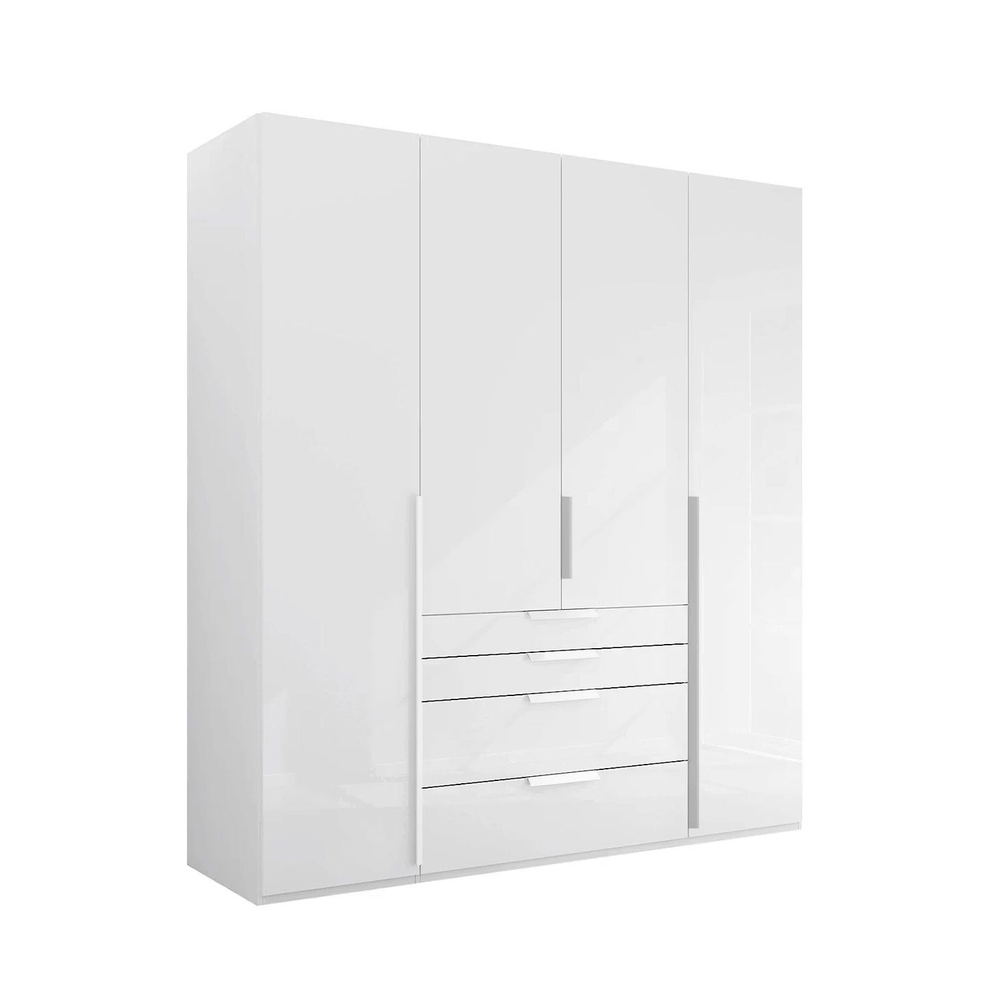 Rauch Frans 201cm Glass 4 Door Hinged Wardrobe with Exterior Drawers
