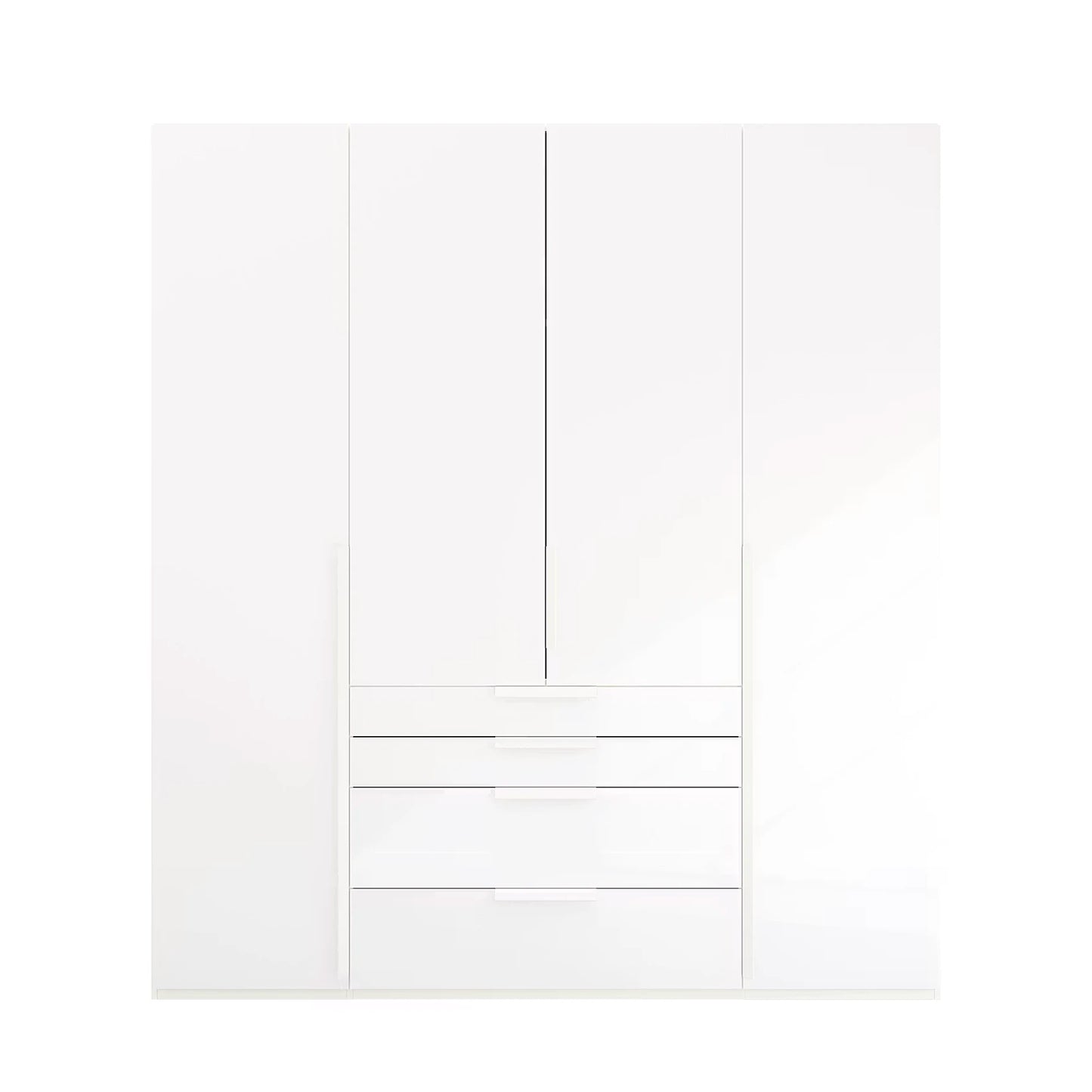 Rauch Frans 201cm Glass 4 Door Hinged Wardrobe with Exterior Drawers