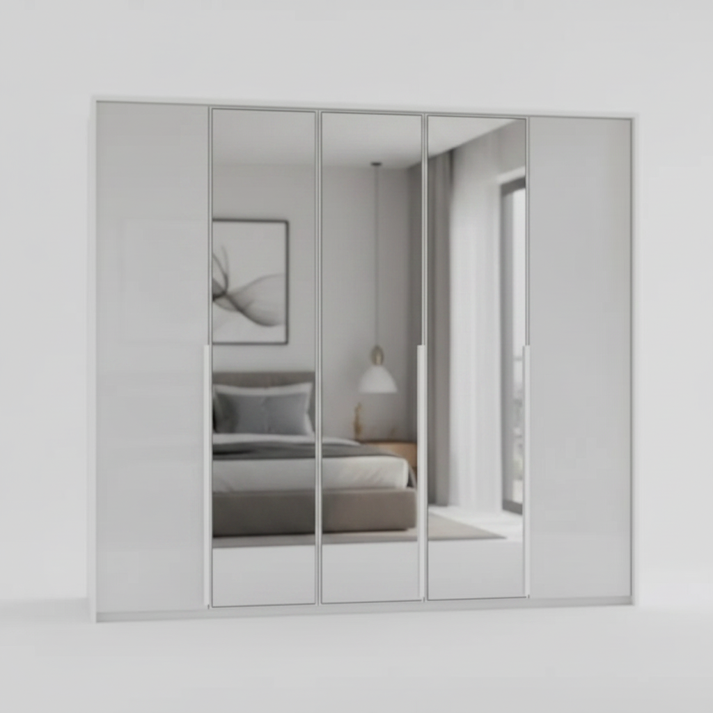 Rauch Frans 250cm Glass 5 Door Hinged Wardrobe with Premium Interior