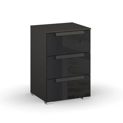 Rauch Frans 3 Drawer Glass Beside Table in Graphite 