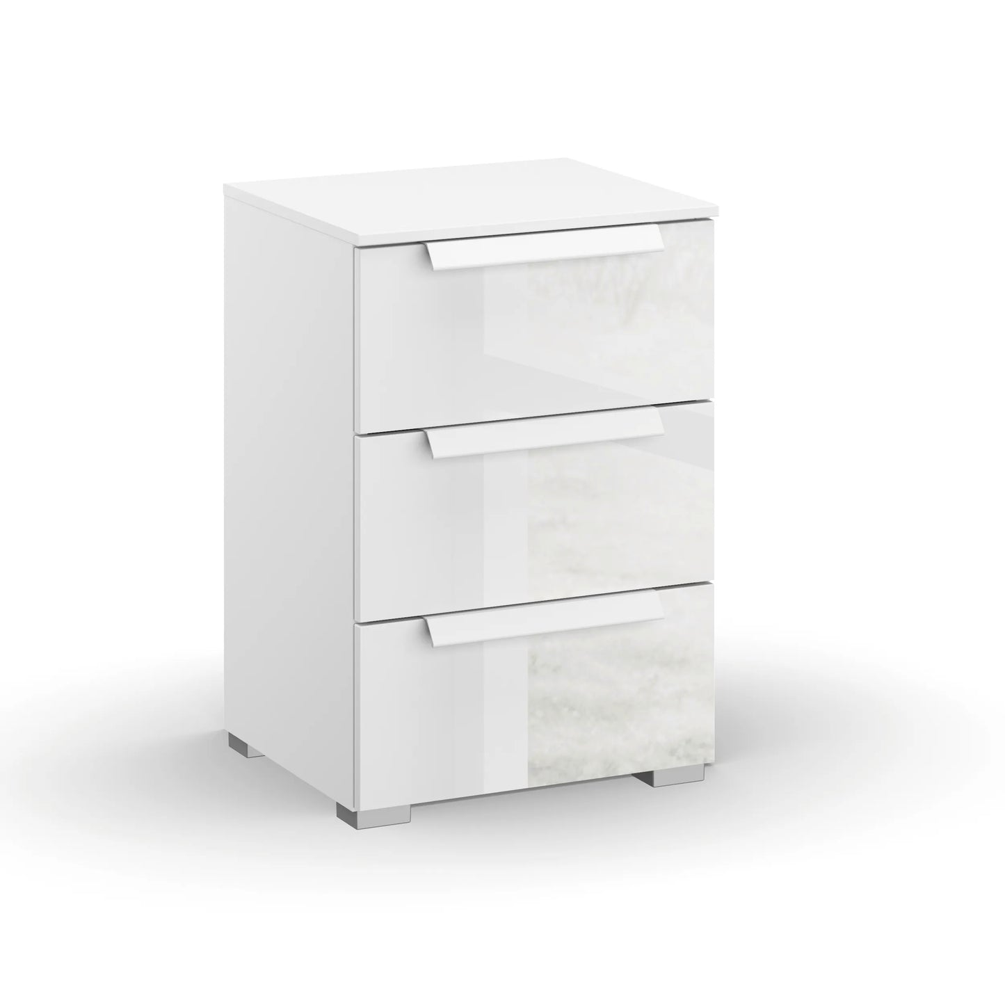 Rauch Frans 3 Drawer Glass Beside Table in White