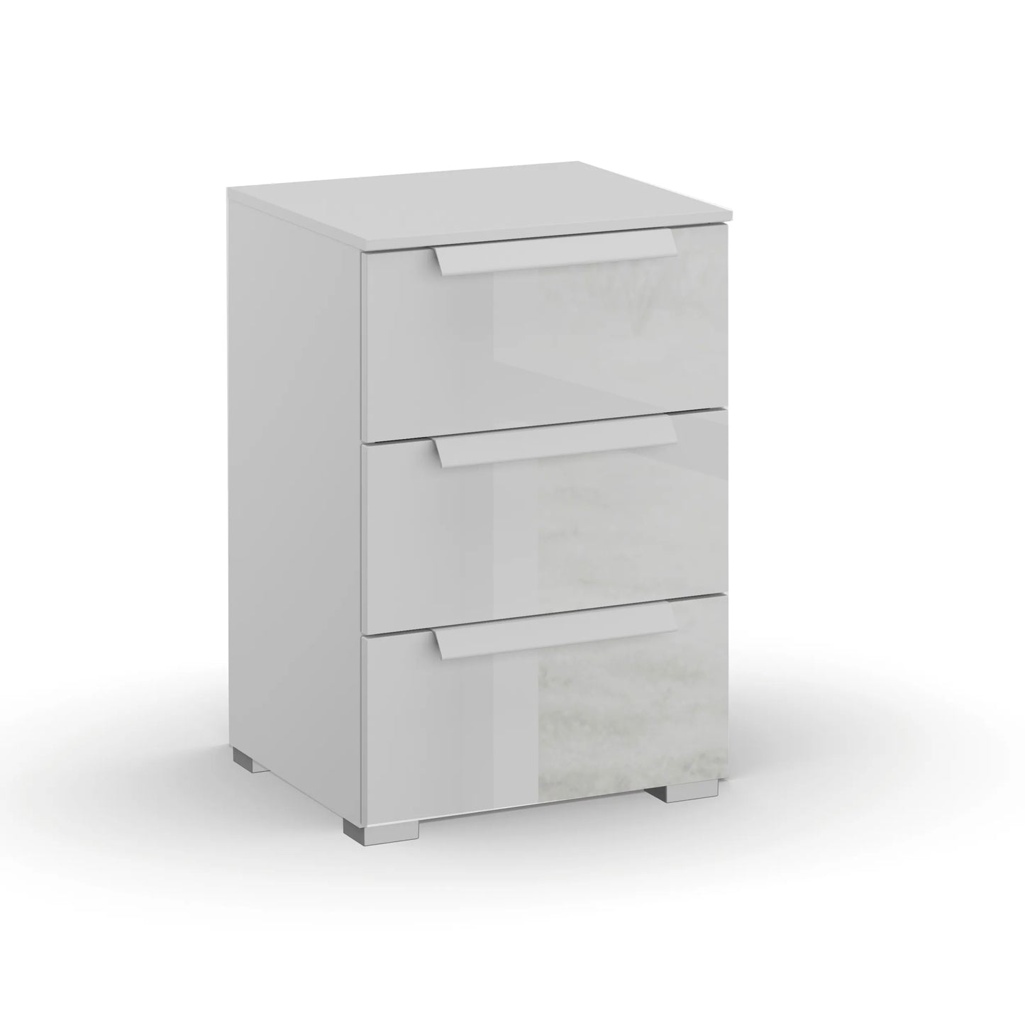 Rauch Frans 3 Drawer Glass Beside Table in Silk Grey