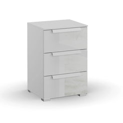 Rauch Frans 3 Drawer Glass Beside Table in Silk Grey