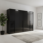 Rauch Frans 300cm Basalt Glass 6 door wardrobe with Passepartout LED frame, premium interior and long door handles