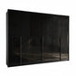 Frans 300cm Glass 6 Door Wardrobe in Graphite Glass with Passepartout Frame 