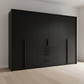 Rauch Frans 301cm Graphite 6 door wardrobe with exterior drawers, Long Door Handles and Passepartout Frame