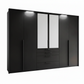Rauch Frans 301cm Graphite 6 door wardrobe with exterior drawers, Mirror, Premium Interior Inside, Passepartout LED Light Frame and Long Door Handles