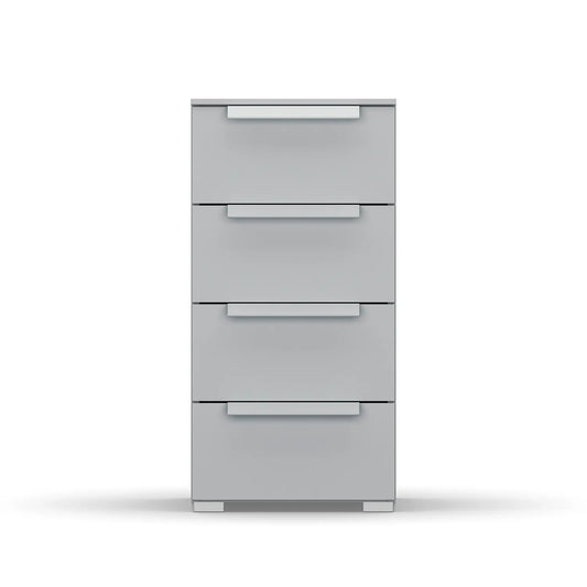 Rauch Frans 4 Drawer Decor Narrow Chest in Silk Grey - Front view