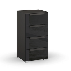 Rauch Frans 4 Drawer Glass Narrow Chest in Graphite